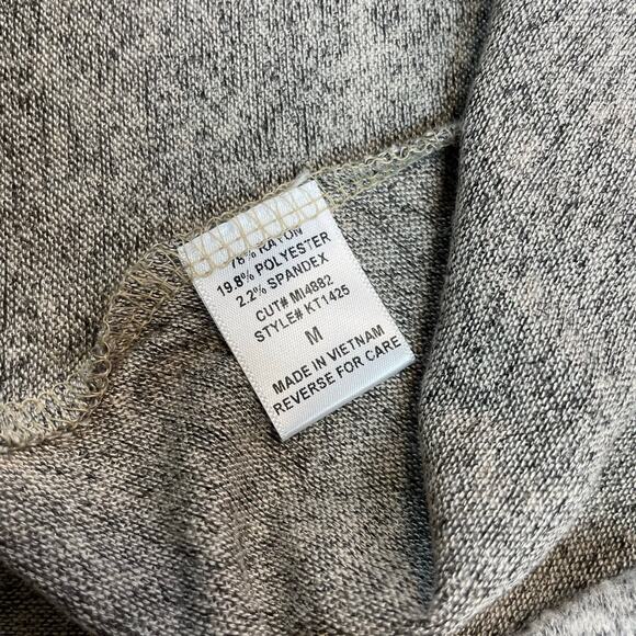 MISIA Cowl Neck Tunic Sweater Side Buttons Gray Heathered Tapered Hem M Women's - Picture 6 of 7